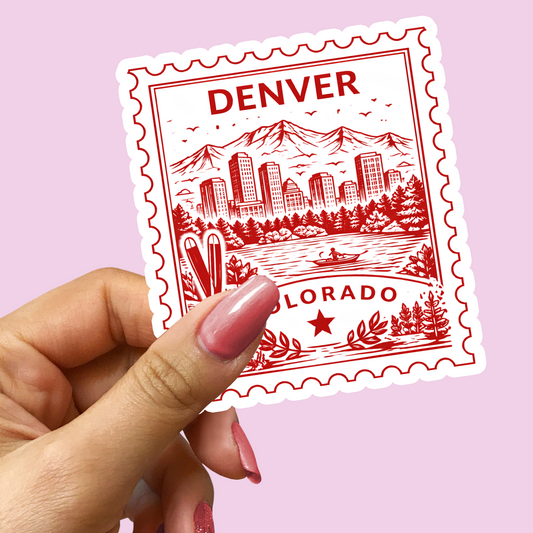 Denver Colorado Retro Postage Stamp Sticker