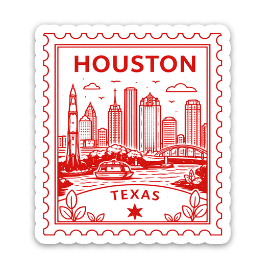 Houston Texas Retro Postage Stamp Sticker