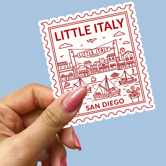 Little Italy San Diego Postage Stamp Sticker