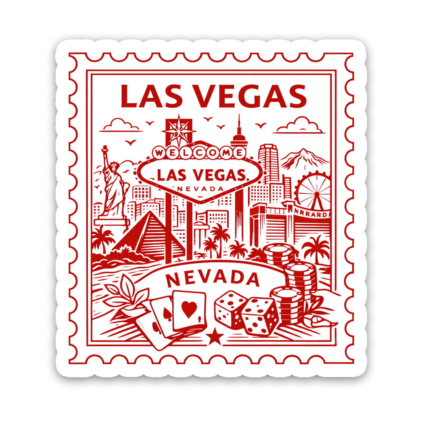 Las Vegas Nevada Retro Postage Stamp Sticker