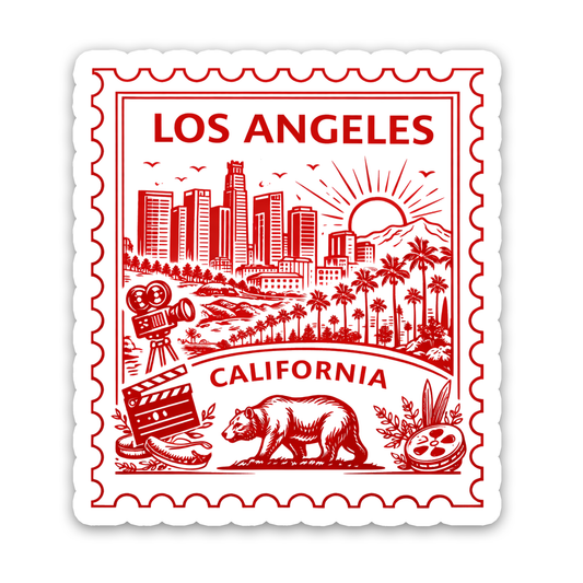 Los Angeles California Retro Postage Stamp Sticker