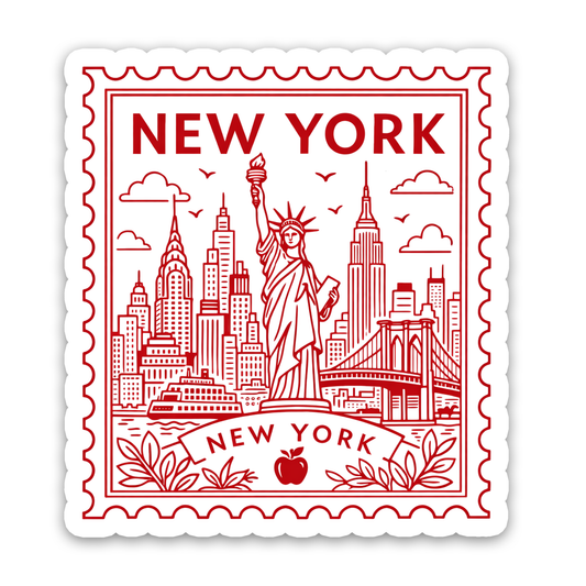 New York City Retro Postage Stamp Sticker