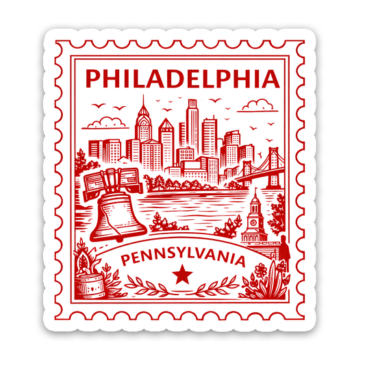 Philadelphia Pennsylvania Retro Postage Stamp Sticker