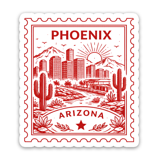 Phoenix Arizona Retro Postage Stamp Sticker