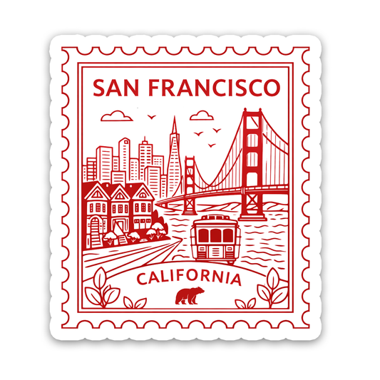 San Francisco California Retro Postage Stamp Sticker