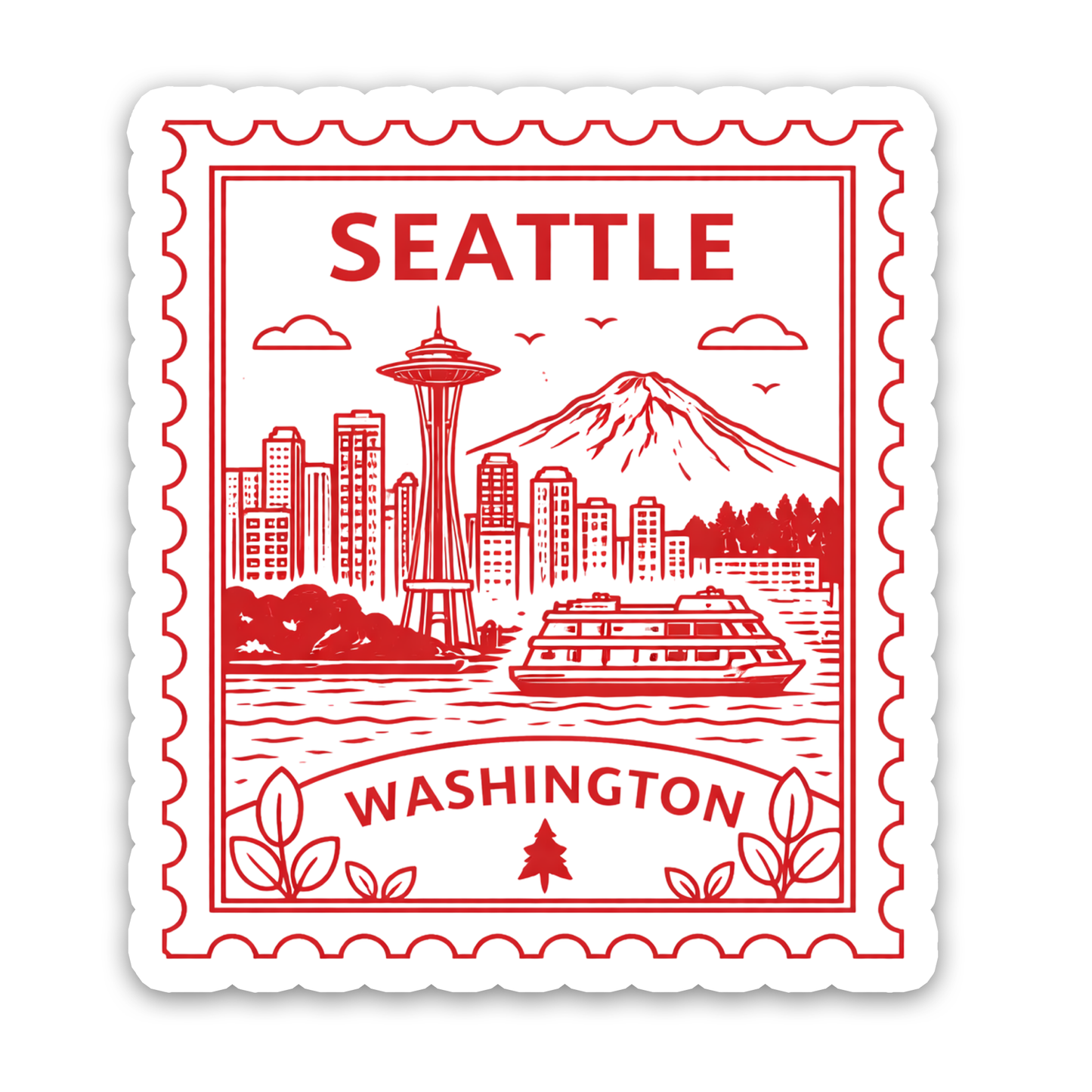 Seattle Washington Retro Postage Stamp Sticker