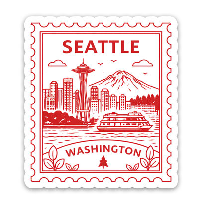 Seattle Washington Retro Postage Stamp Sticker
