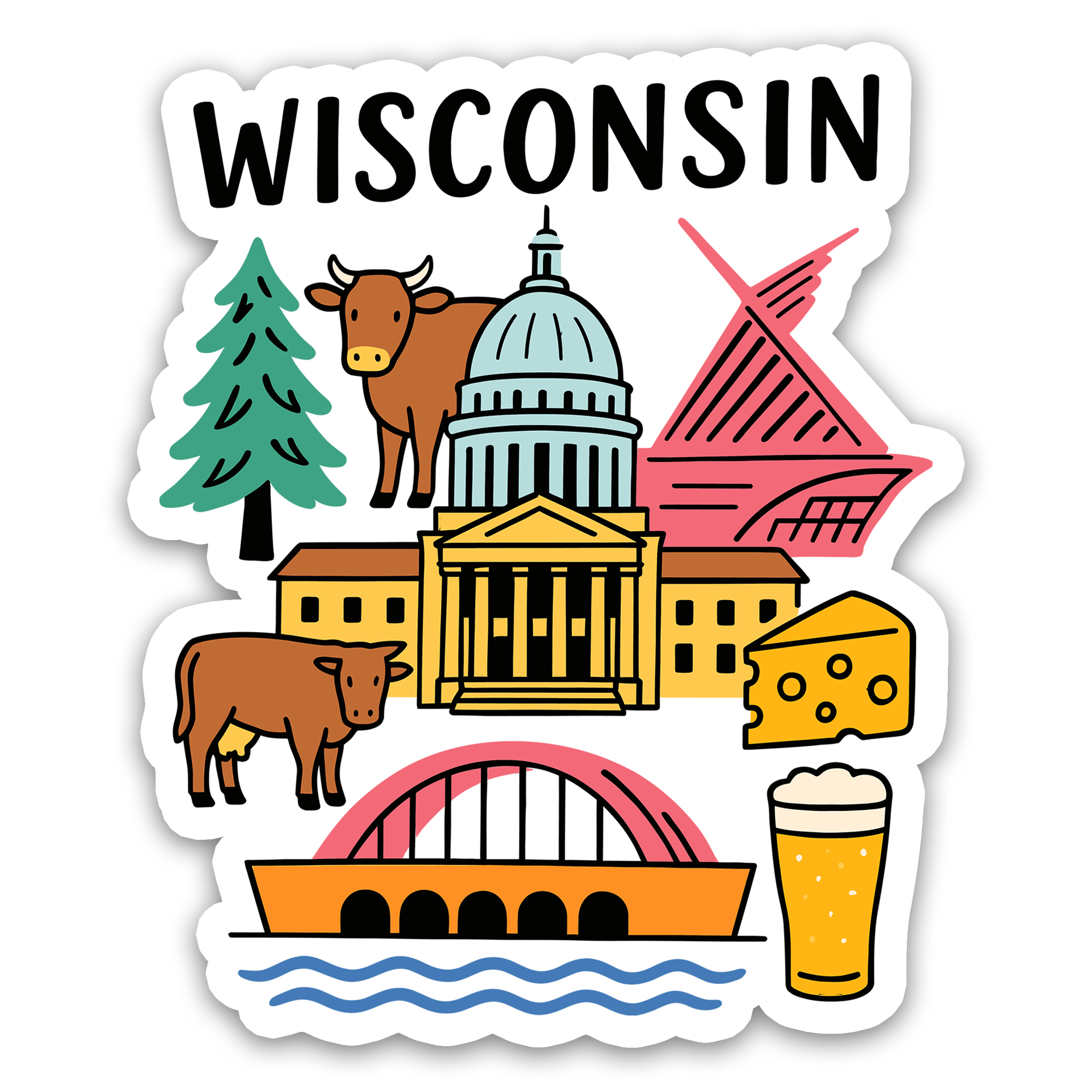 Wisconsin State Icons Sticker – EnjoyMyDesign LLC